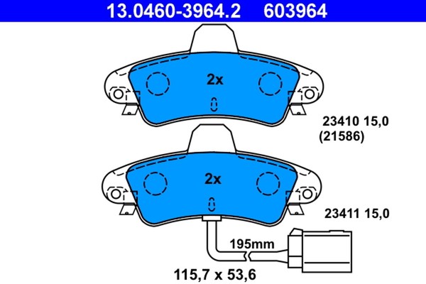 Ate Bremsbelagsatz Scheibenbremse 13.0460-3964.2 FüR Ford Mondeo Bnp Gbp Bfp Bap-image