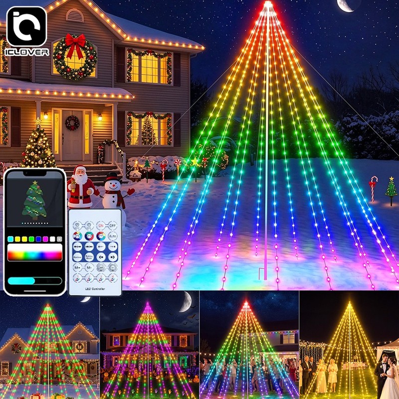 400 LED Christmas Tree Waterfall String Lights Outdoor Indoor Waterproof Smart