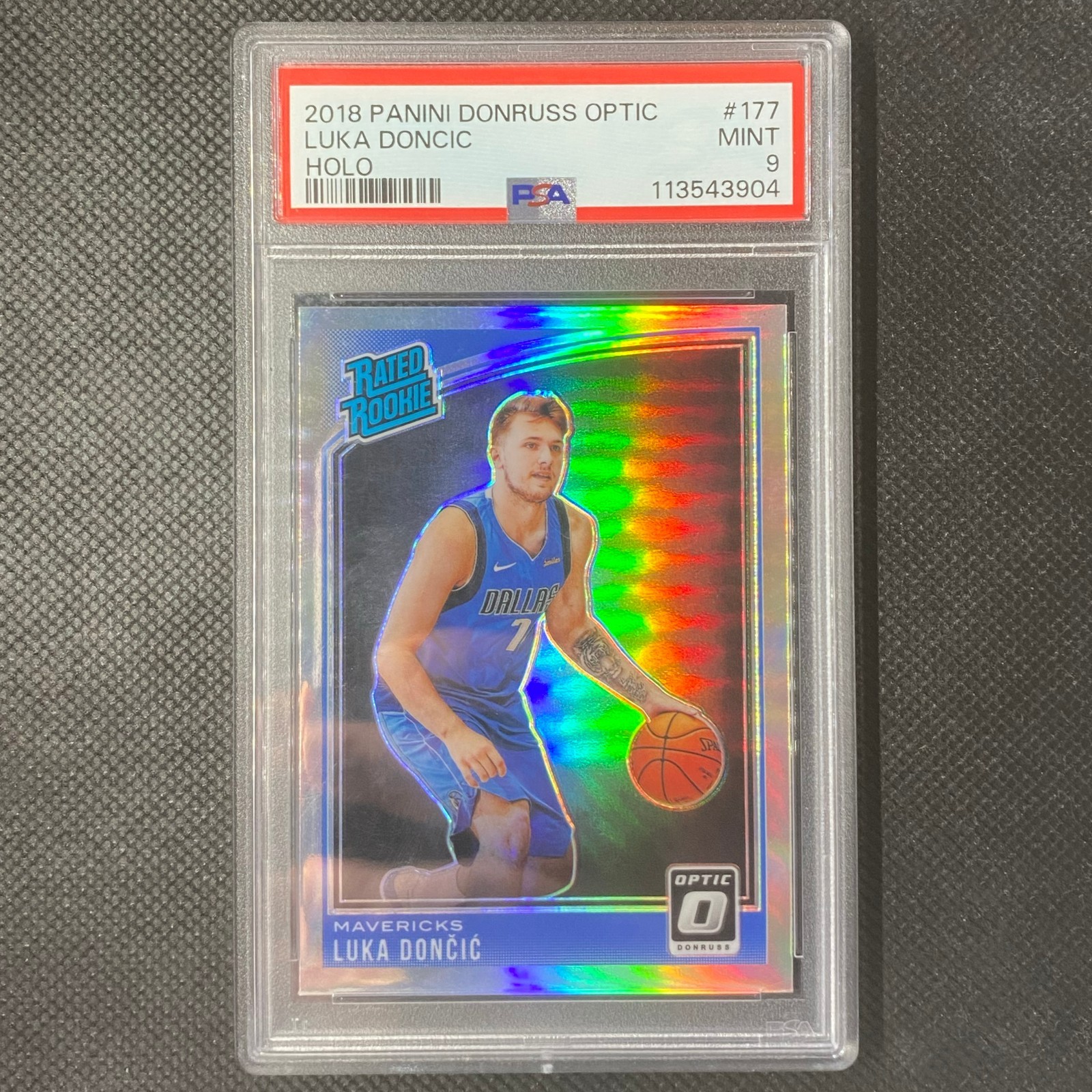 2018-19 Panini Donruss Optic - Luka Doncic Rated Rookie Holo Prizm RC #177 PSA 9