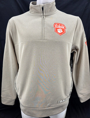 NEW Clemson Tigers Colosseum OHT Beige Pullover 1/4 Zip Sweatshirt Men's L