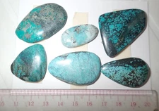 Turquoise Stone Flat Free Form Cabochon 175.5 Carat 6 pieces 35.1 gram Lot B