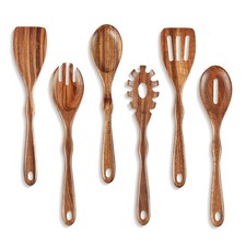 Acacia Wooden Spoons for Cooking   6-Piece Wooden Kitchen Utensil Set with Sp...