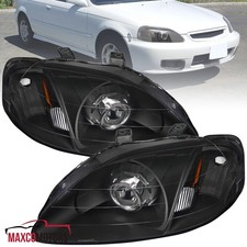 Black Projector Headlights Fits 1999-2000 Honda Civic Head Lamp Leftright 99-00 Black Projector Headlights Fits 1999-2000 Honda Civic Head Lamp Leftright 99-00