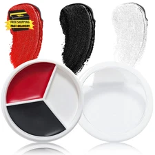 3 Colors Clown Makeup Wheel,Halloween Foundation Cream Black White Red Face Body