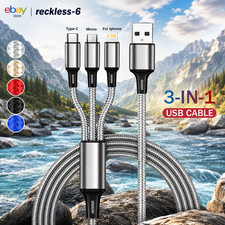 3 in 1 Fast USB Charging Cable Universal Multi Function Cell Phone Charger Cord