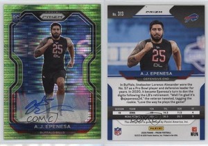 2020 Panini Prizm Neon Green Pulsar AJ Epenesa #313 Rookie Auto RC