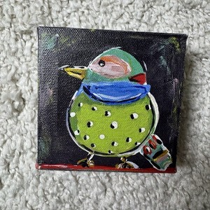 Gory Haus “vibrant Feathers Bird Canvas”￼4” X 4”
