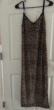 VTG Soft Wear San Francisco Women's Maxi Dress Velvet Leopard Print Size M Y2K