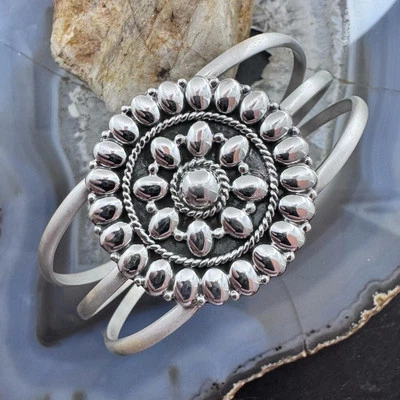 Sterling Silber Southwestern Stil Blume Cluster Split Schaft Armband für Frauen - Bild 1 von 4