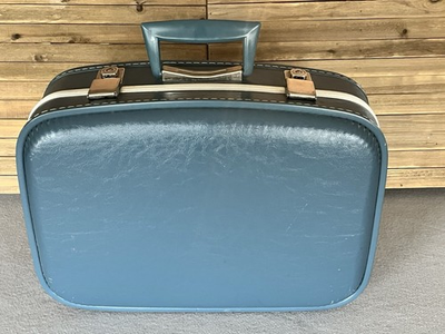 #ad #ad Small Blue antique fingerhut luggage Suitcase. Carry On OverNight Case. See Note $22.00