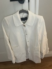 Gorgeous Zara Woman White Floral Appliqu Jacket Size M NWT