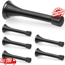 6 Pack Black Spring Door Stops, 3-1/4" Heavy Duty Wall Mount Door Stoppers, Flex