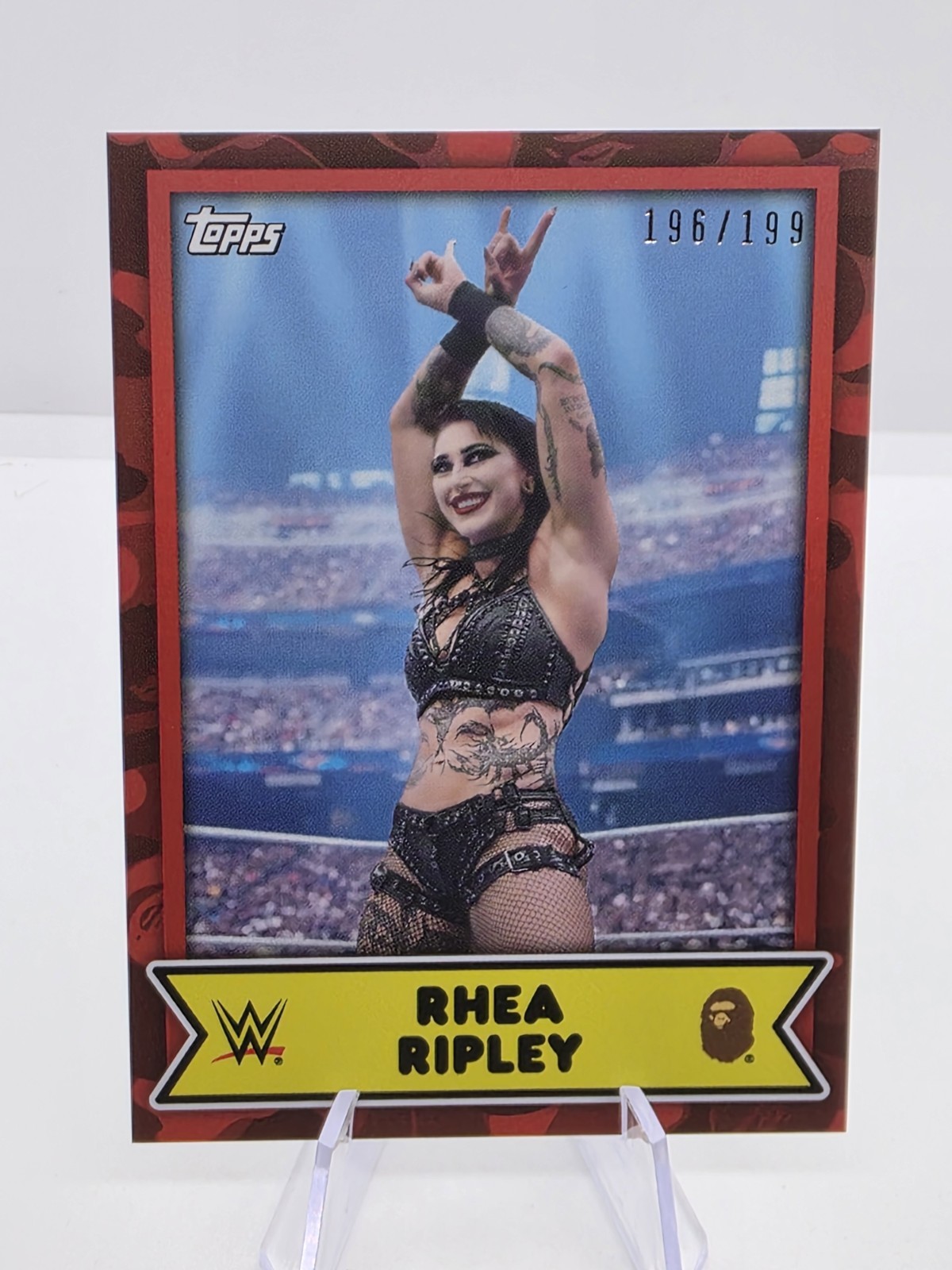 Rhea Ripley 2025 Topps WWE x Bape Red Camo /199