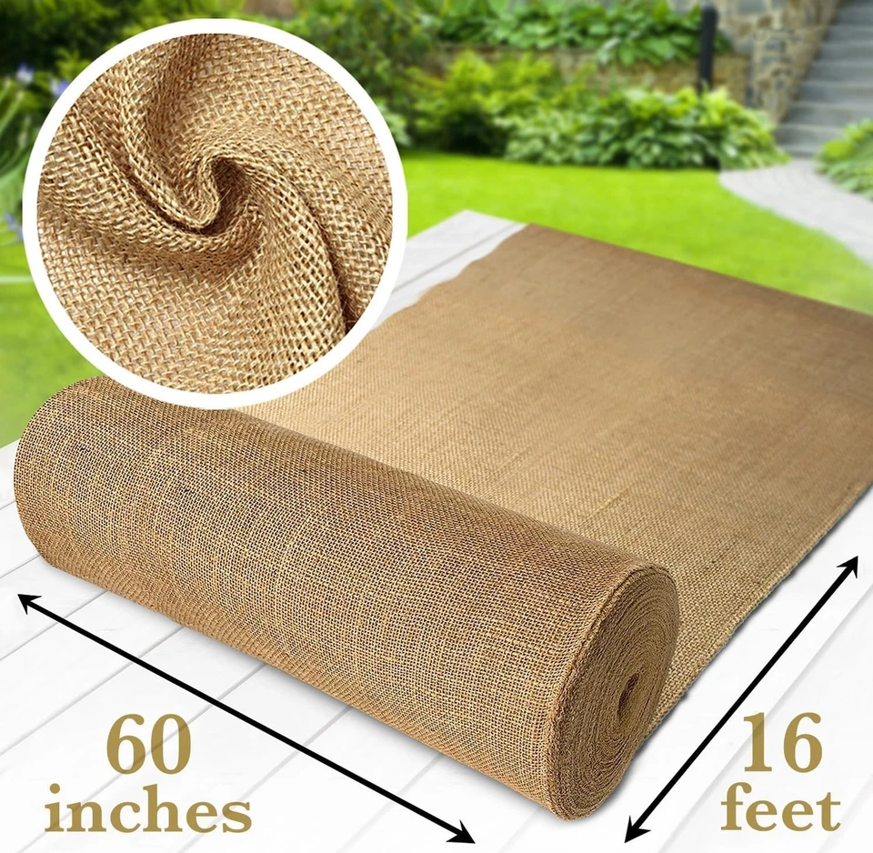 60" x 16 Feet Natural Jute Burlap Fabric Roll - Eco-Friendly Tree Wrap & Barrier - Image 4 of 4