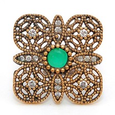 Ottoman Empire Style 1CT Treated Emerald 925 Sterling Silver Ring Sz 7.5 HB2-6