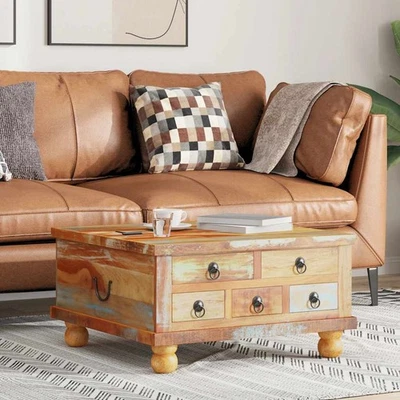 Table Basse de Salon Bois de Manguier Brut 70x70x40 cm Table d'Appoint vidaXL - Photo 1/2