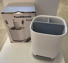 NEW Toothbrush Paste Holder Ventilated Plastic Detachable Base White Gray Dries