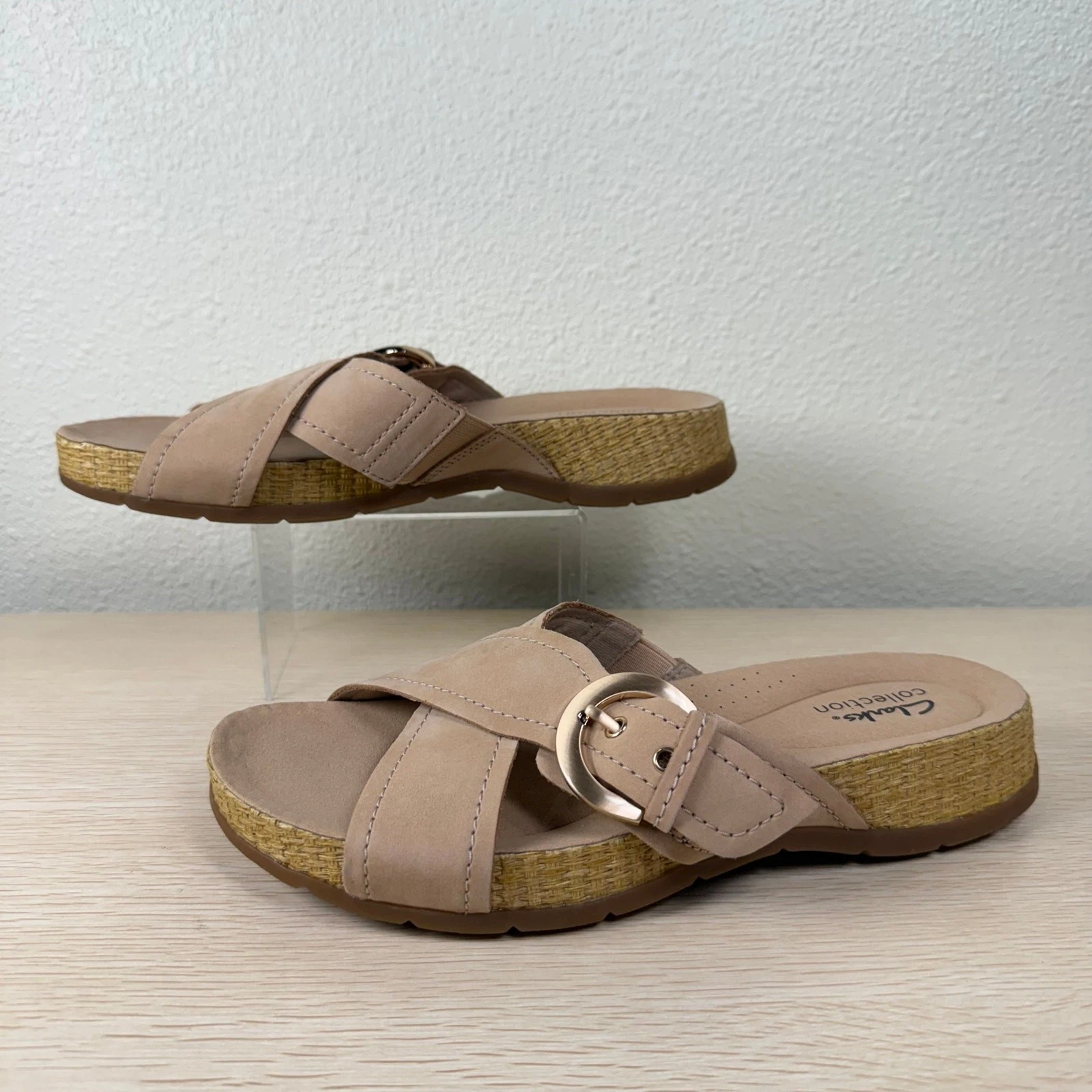 Sandali Clarks Collection Reileigh May beige pelle nabuk comodi slide 8