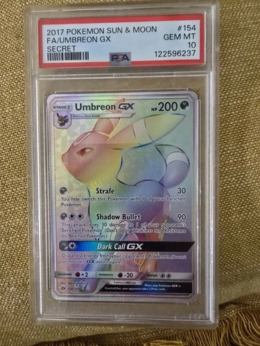 PSA 10 Umbreon GX Rainbow Secret Rare 154/149 Sun & Moon SM Base Pokemon