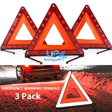 3PCS Emergency Warning Triangles Reflective Safety Roadside Triangle Kit for Car