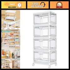 Clear Storage Bins with Lids - 4 Tier Stackable 23QT Organizers for Closet  Hom