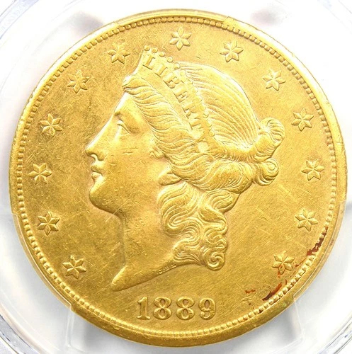 1889-CC Liberty Gold Double Eagle $20 Carson City Coin. Certified PCGS AU Detail