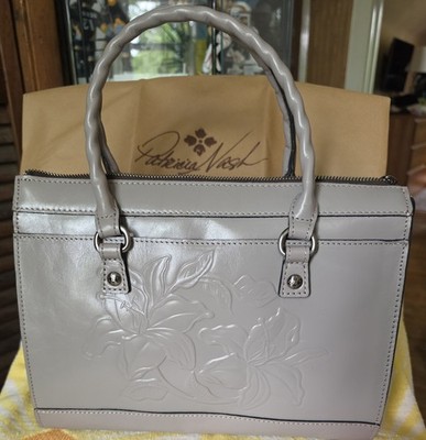Patricia Nash Stone Satchel Top Handle Tooled Floral w/ Detachable Strap