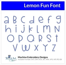 Threadart Machine Embroidery Design Lemon Fun BX Font Alphabet Loaded on USB