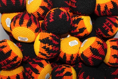 1x Handmade Guatemalan FLAME KICK BALL - 1pc Fire Hacky Sack style foot bag