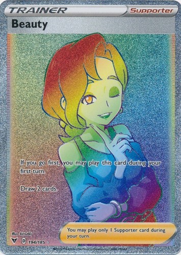 beauty pokemon card rainbow Beauty Full Art Rainbow Rare 194/185 NM - 2020 Pokemon TCG Vivid Voltage