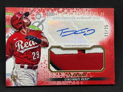 2022 Topps Inception TJ Friedl Autograph Logo Patch Card Red /25 #IAP-RFR