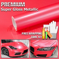 Premium Super Gloss Metallic Pink Vinyl Car Wrap Sticker Decal Sheet Film DIY