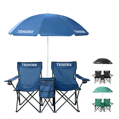 2er Campingstuhl Partner Anglerstuhl Set Doppelsitzer + Sonnenschirm u.  Khlfach | eBay.de
