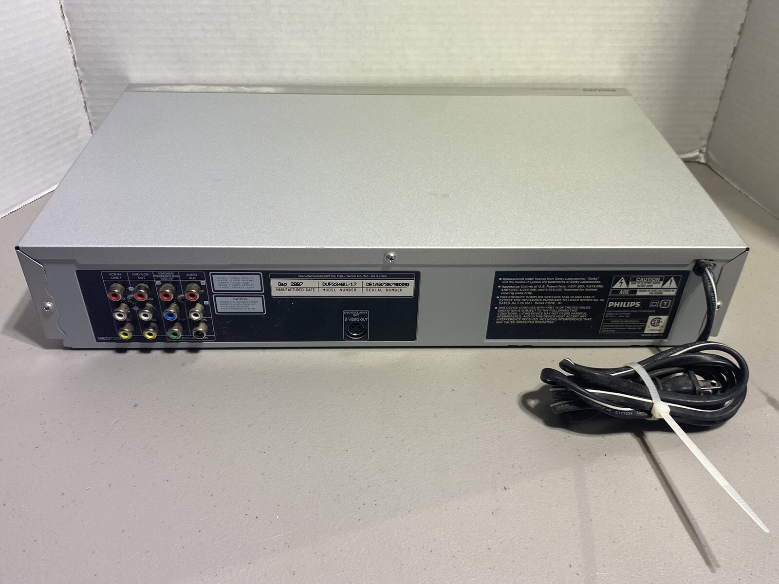 Philips VCR/DVD Combo Model DVP3345V/17 Tested & Working No Remote