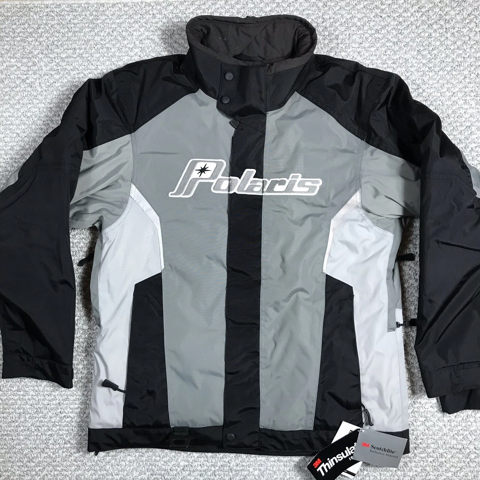 Polaris Ripper Retro Snowmobile Jacket Unisex Medium Black Gray Riding Outdoor