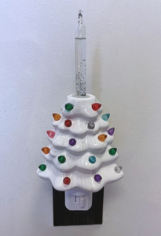 Decorative Ceramic Christmas Tree Bubble Light Night Light White eBay