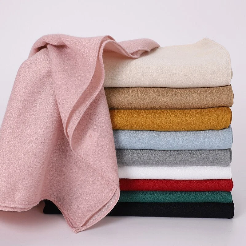 Cotton Linen Hijab Muslim Square Scarf Ladies Solid Color