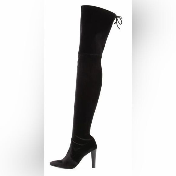 【WOOHWA】SUEDE VELVET BOOTS CUT Rare Stuart Weitzman Alllegs OTK Thigh High Stretch Velvet