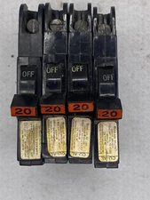 Lot Of 4!!!FEDERAL PACIFIC FPE NC120 STAB-LOK 20 AMP 1 POLE BREAKERS Used