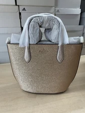 Kate Spade Glimmer Small Gold Glitter Fabric Satchel Crossbody Bag Purse