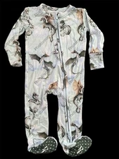 Posh Peanut EUC Blue/Grey Flying Dinosaurs Dual Zip Bamboo Footie-3-6Mos