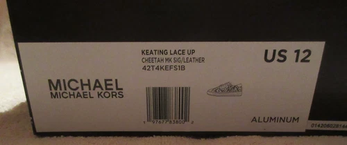 Michael Kors Men's Keating Lace Up, Cheetah Mk Sig/leather. Aluminum Size 12 Nib