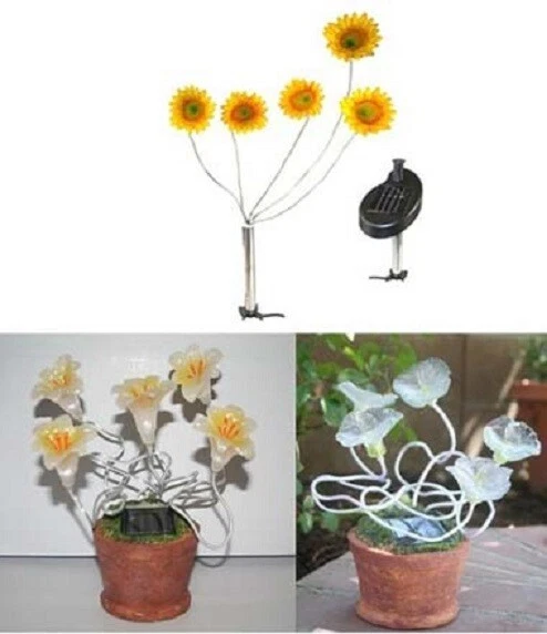 3pk Outdoor Solar Garden Decor Landscape Garden Light 5 blinking LED flowers