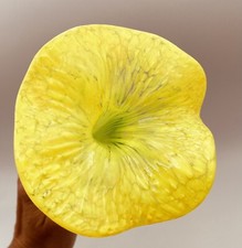 Vintage Yellow Hand Blown Stretch Glass Trumpet Flower