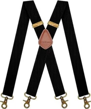 Suspenders for Men Swivel Snap Hooks Black Elastic Formal Heavy Duty Braces B...