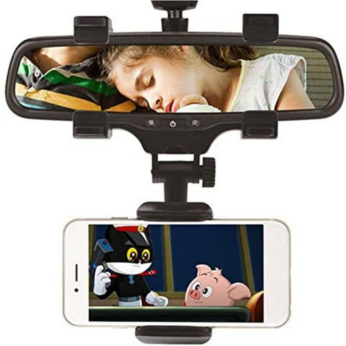 Car Rearview Mirror Phone Holder Mount for iPhone 15 14 13 12 Samsung S24 Ultra