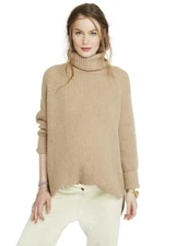 Hatch Maternity THE WAFFLE TURTLENECK Camel Merino Wool Size P (PETITE) NEW