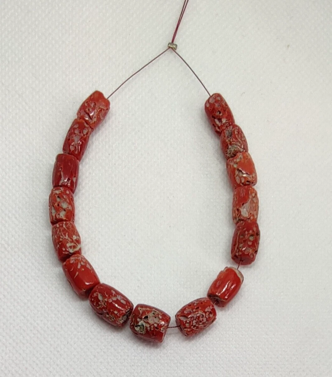 Natural Italian Red Coral Drum Barrel Shape Smooth Loose Polish Sea Coral Beads