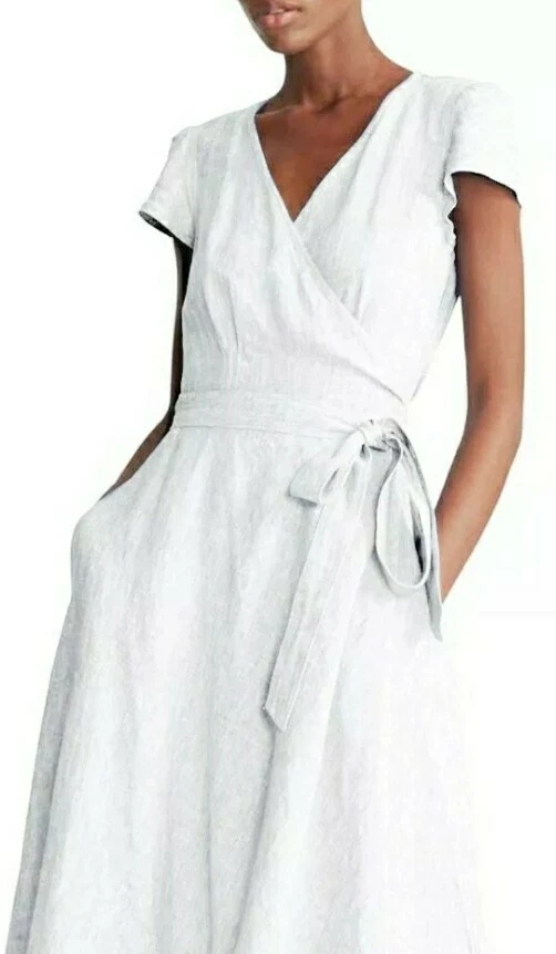 NWOT Polo Ralph Lauren Women's T-Shirt Tie Up Linen Wrap Dress White Size  Medium