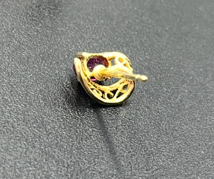 14k Solid Yellow Gold Genuine Oval Ruby Filigree … - image 5